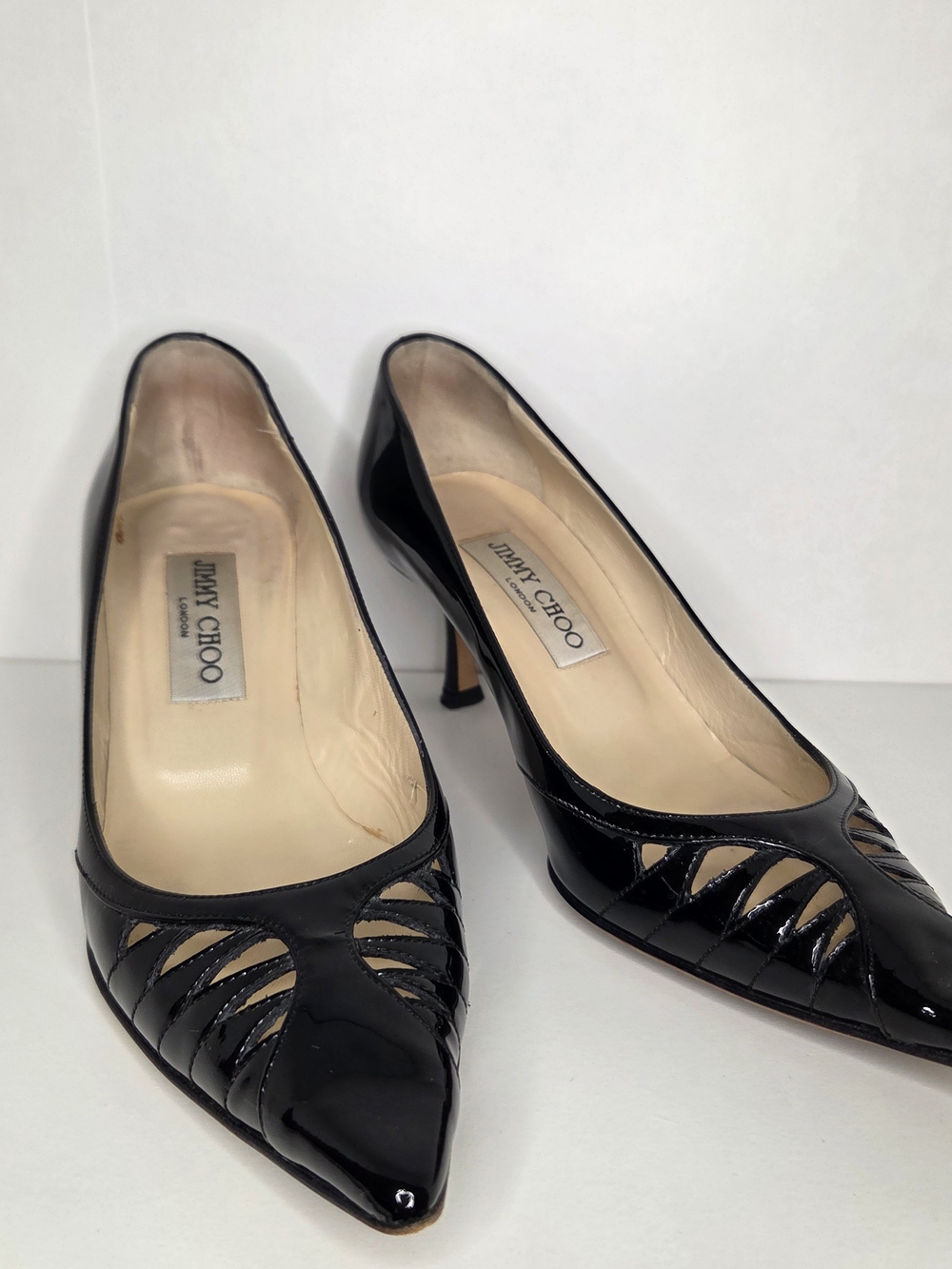 Jimmy Choo Y2K Pointed Patent Kitten Heels in Black EU 36